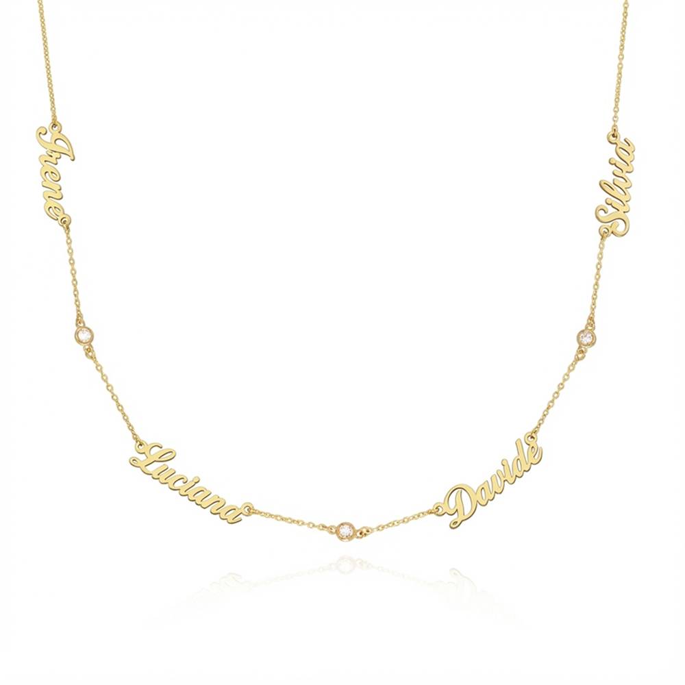 Heritage Multiple Name Necklace with Diamonds in 10K Solid Yellow Gold-1 product photo