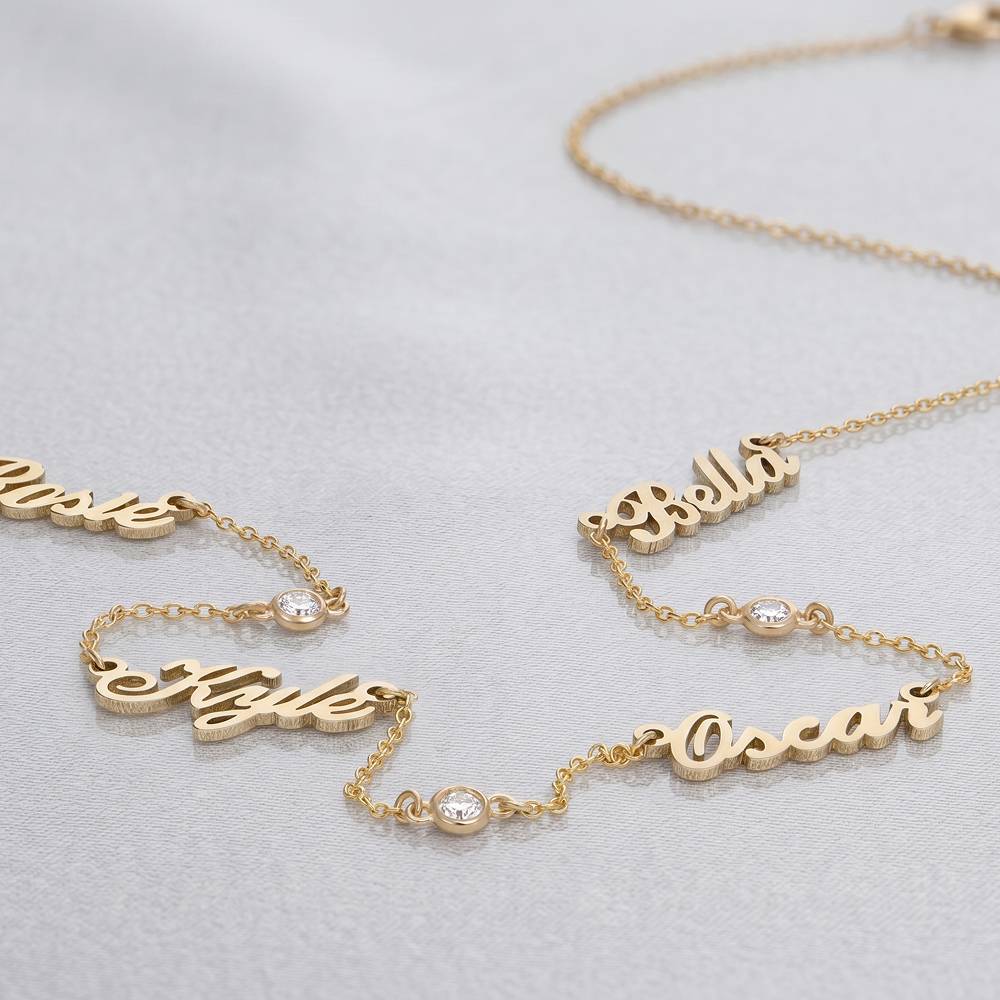 Heritage Multiple Name Necklace with Diamonds in 10K Solid Yellow Gold-4 product photo