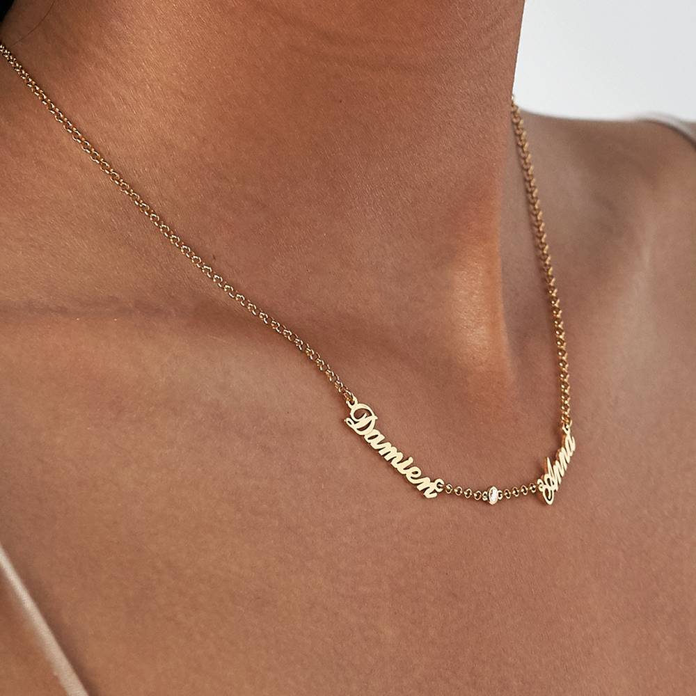 Heritage Multiple Name Necklace with Diamonds in 10K Solid Yellow Gold-3 product photo