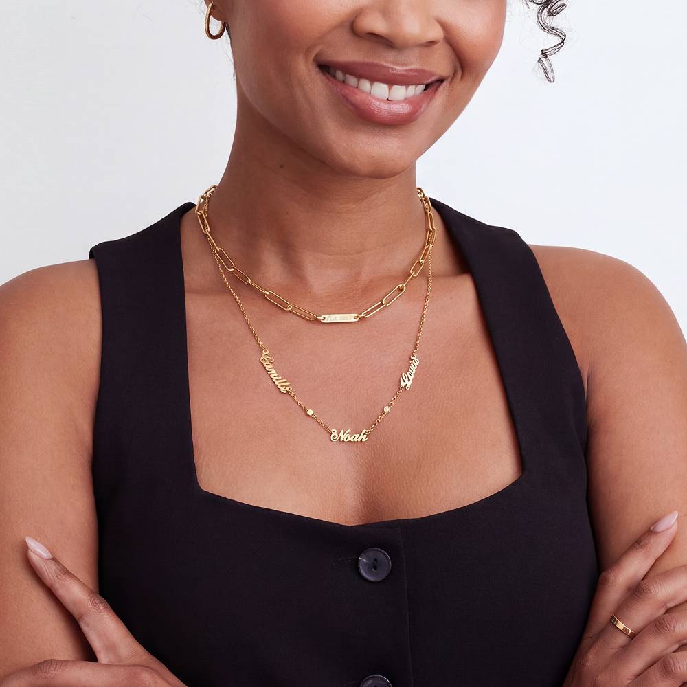 Heritage Multiple Name Necklace with Diamonds in 10K Solid Yellow Gold-2 product photo