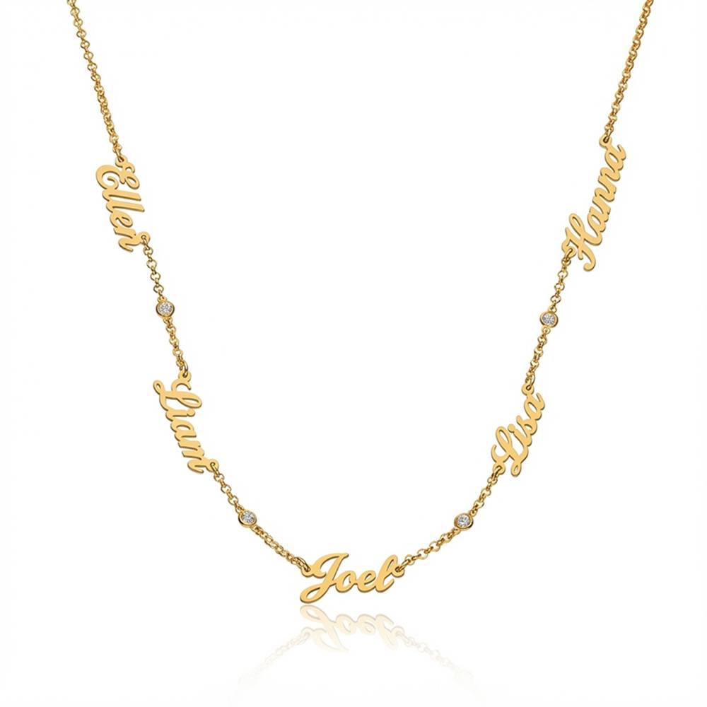 Heritage Multiple Name Necklace with Diamonds in Gold Plating-7 product photo