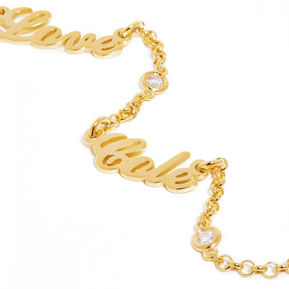 Heritage Multiple Name Necklace with Diamonds in Gold Plating-10 product photo