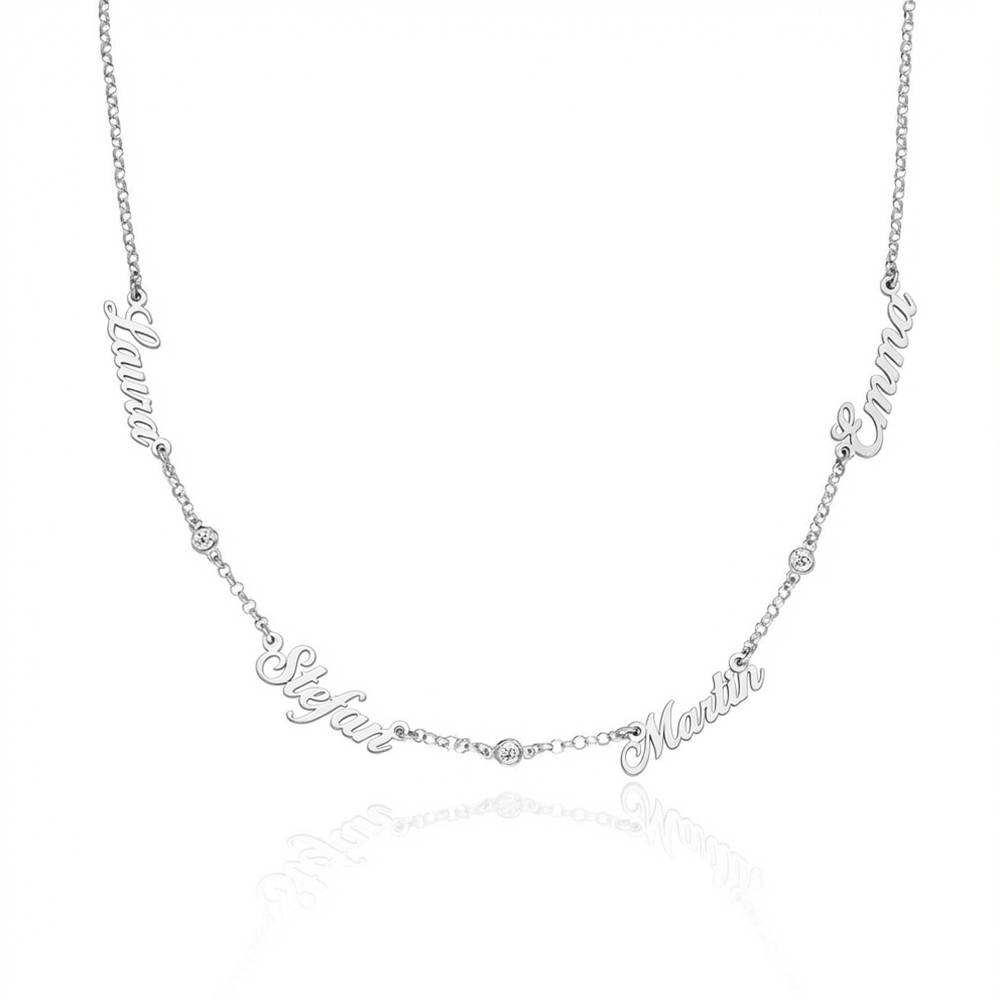 Heritage Multiple Name Necklace with Diamonds in Silver-3 product photo