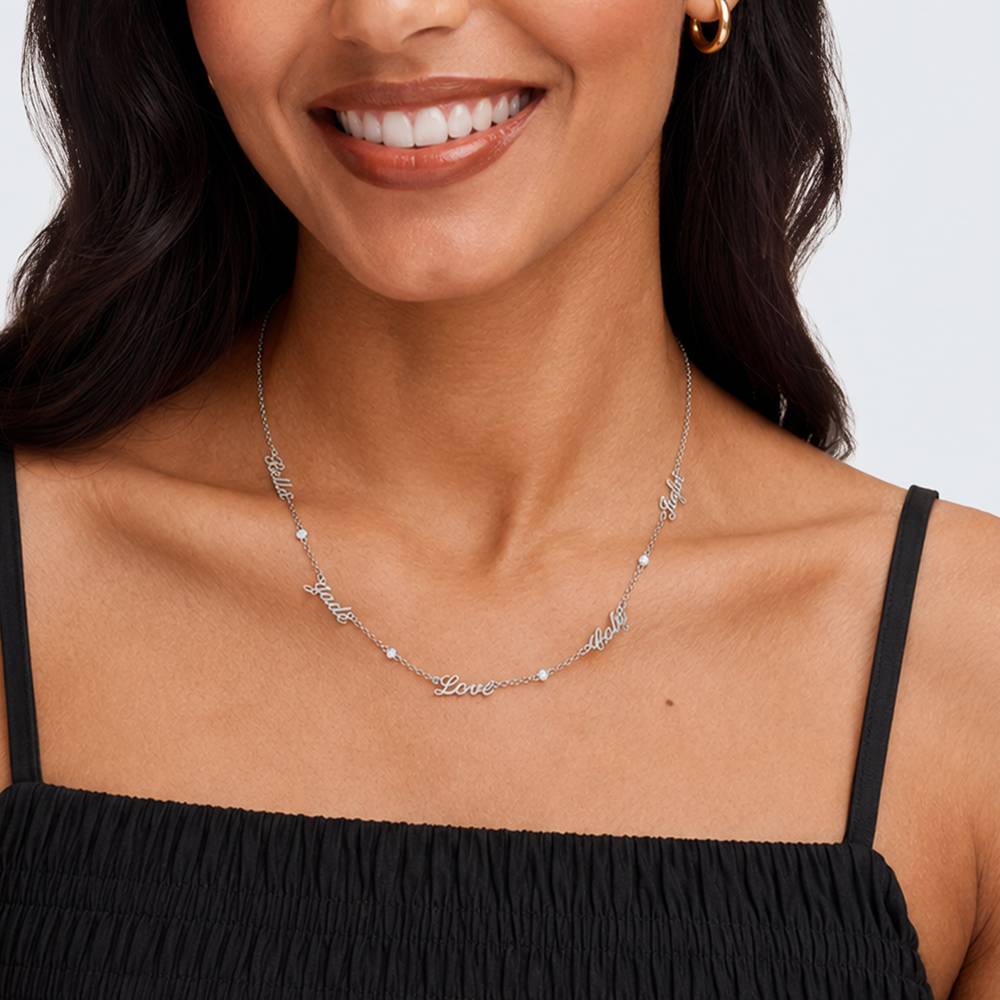 Heritage Multiple Name Necklace with Diamonds in Silver-4 Heritage Multiple Name Necklace with Diamonds in Silver-4 product photo