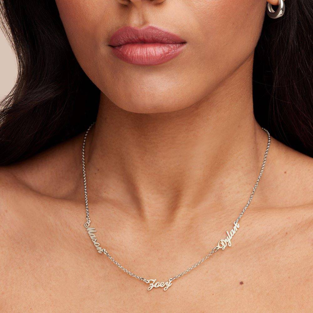 Heritage Multiple Name Necklace with Diamonds in Silver-2 product photo