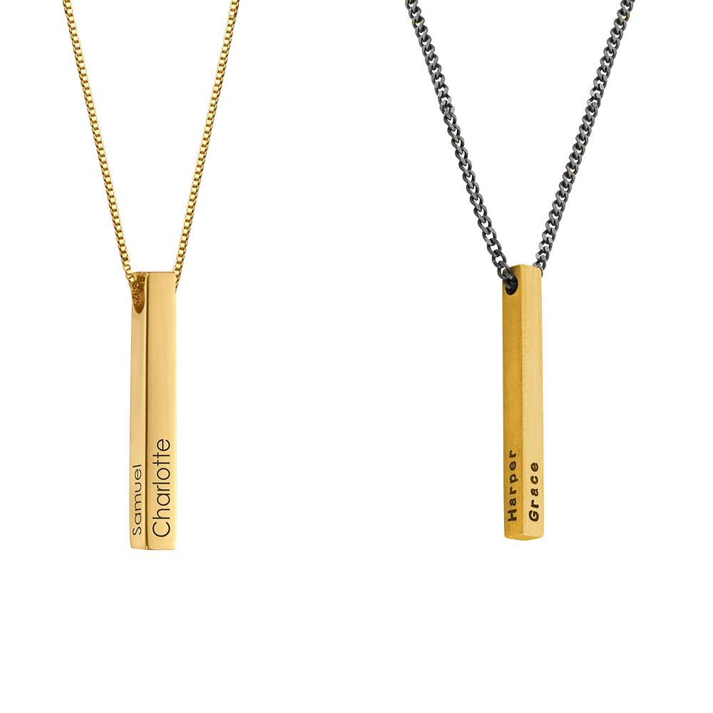His & Hers 3D Bar Necklaces in 18K Gold Plating-1 product photo