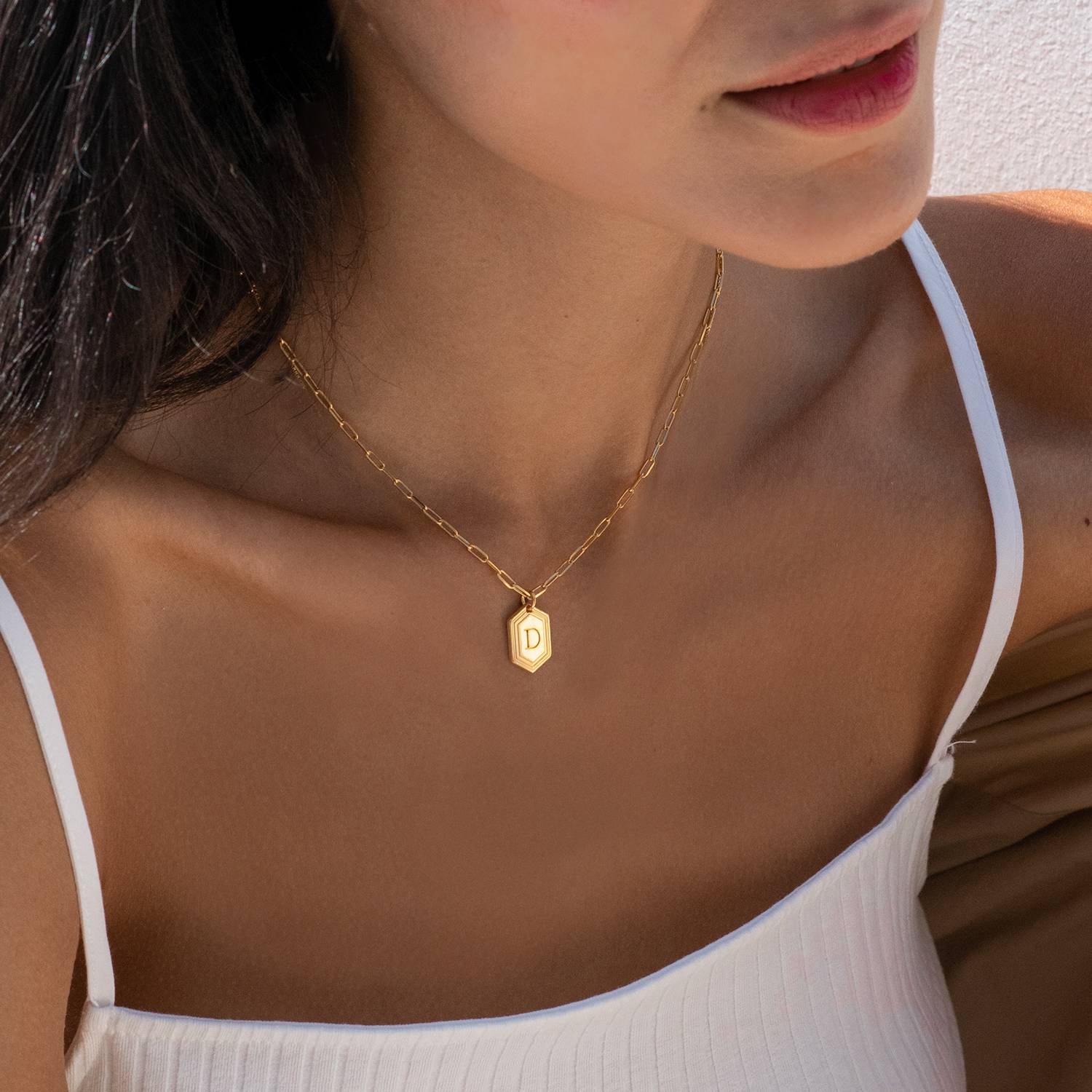His & Hers Intial Necklaces in 18K Gold Plating-1 product photo