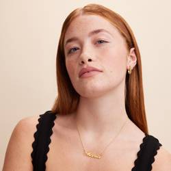☆【VINTAGE HOLLYWOOD】☆14k Gold Color Dot Necklac.e☆ Hollywood Small Name Necklace in 14K Solid Yellow Gold