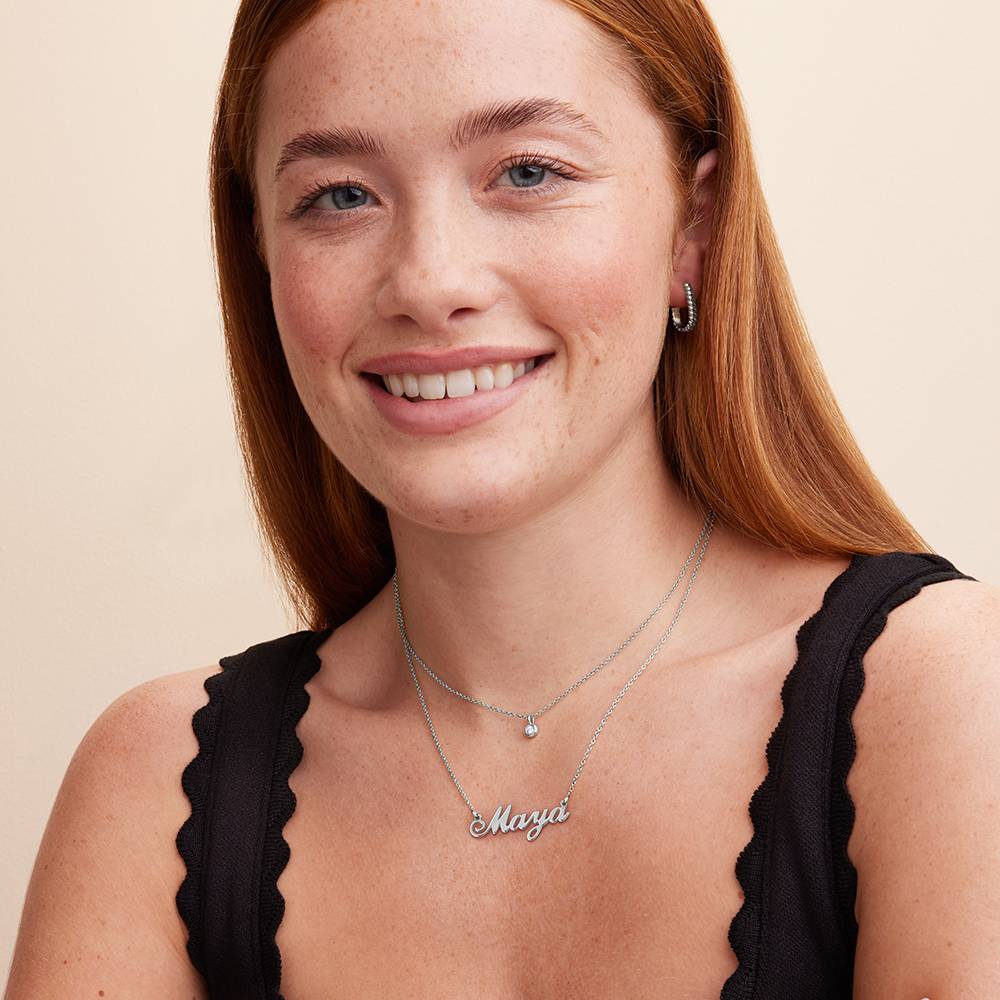 Hollywood Small Name Necklace in Silver-2 product photo