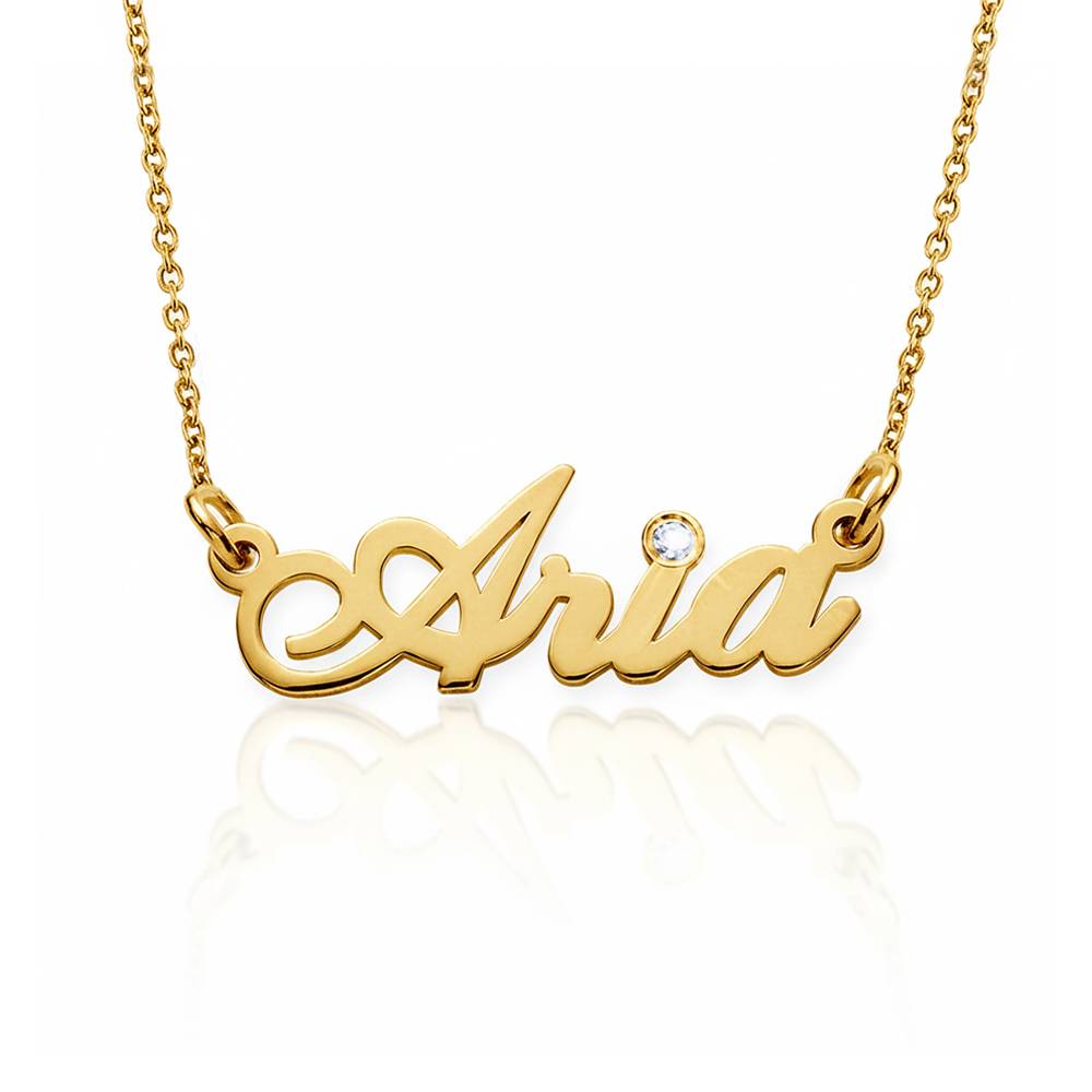 Hollywood Small Name Necklace with 0.02CT Diamond in Gold Plating-1 product photo