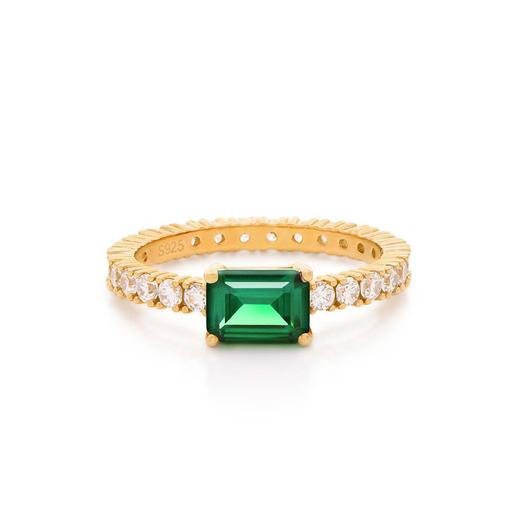 Infinite Radiance Green Emerald Cut Ring in Gold Vermeil