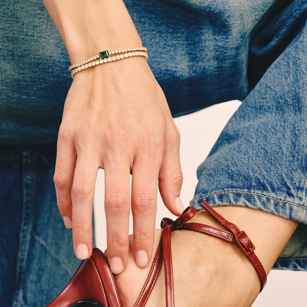 Infinite Radiance Green Emerald Cut Tennis Bracelet in Vermeil-1 product photo