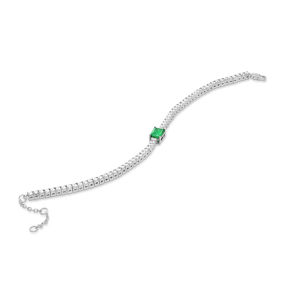 Infinite Radiance Green Emerald Cut Tennis Bracelet in Silver-1 Infinite Radiance Green Emerald Cut Tennis Bracelet in Silver-1 product photo