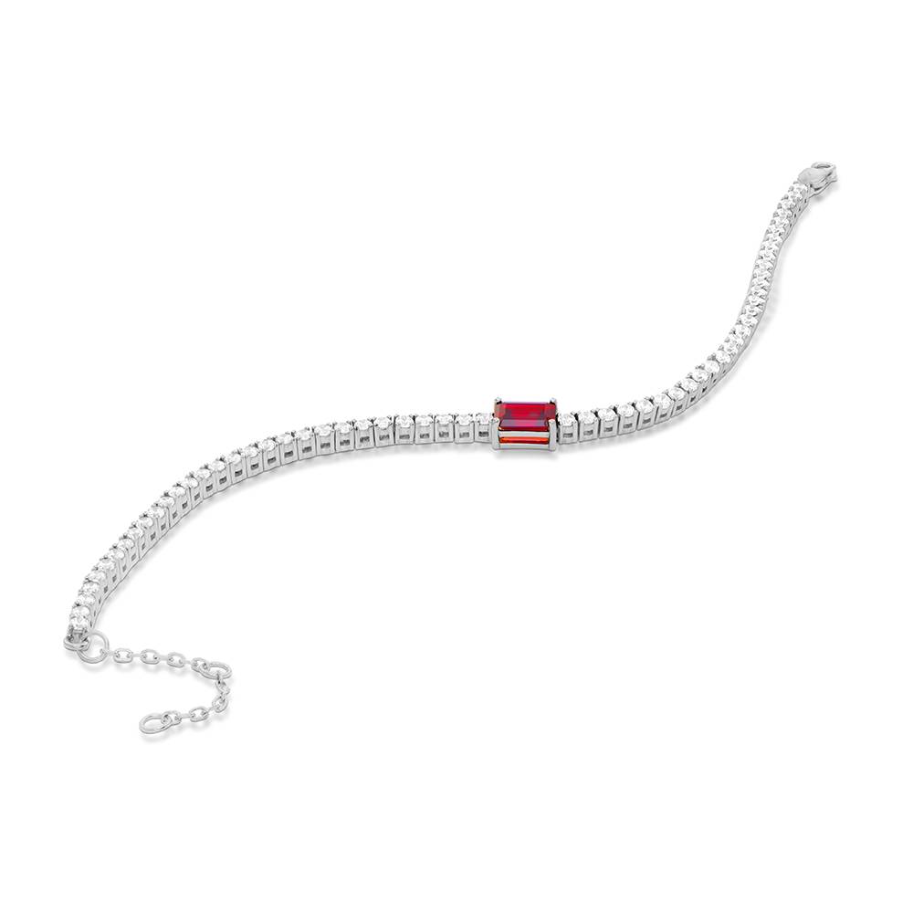Infinite Radiance Ruby Emerald Cut Tennis Bracelet in Silver-1 Infinite Radiance Ruby Emerald Cut Tennis Bracelet in Silver-1 product photo