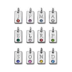 Initial Birthstone Tag Anklet in Sterling Silver Theo Grace