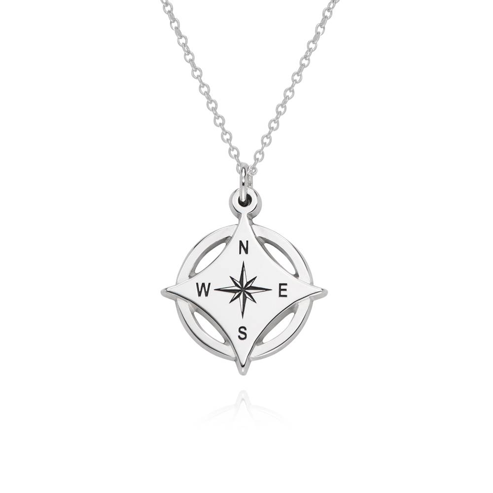 Kaia Initial Compass Necklace in Sterling Silver - theo grace