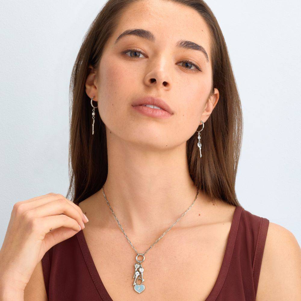 Key To My Heart Initial Necklace in Silver-2 Key To My Heart Initial Necklace in Silver-2 product photo