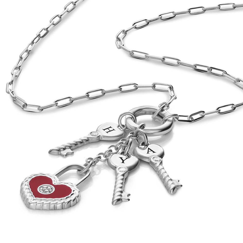 Key To My Heart Initial Necklace in Silver-1 Key To My Heart Initial Necklace in Silver-1 product photo