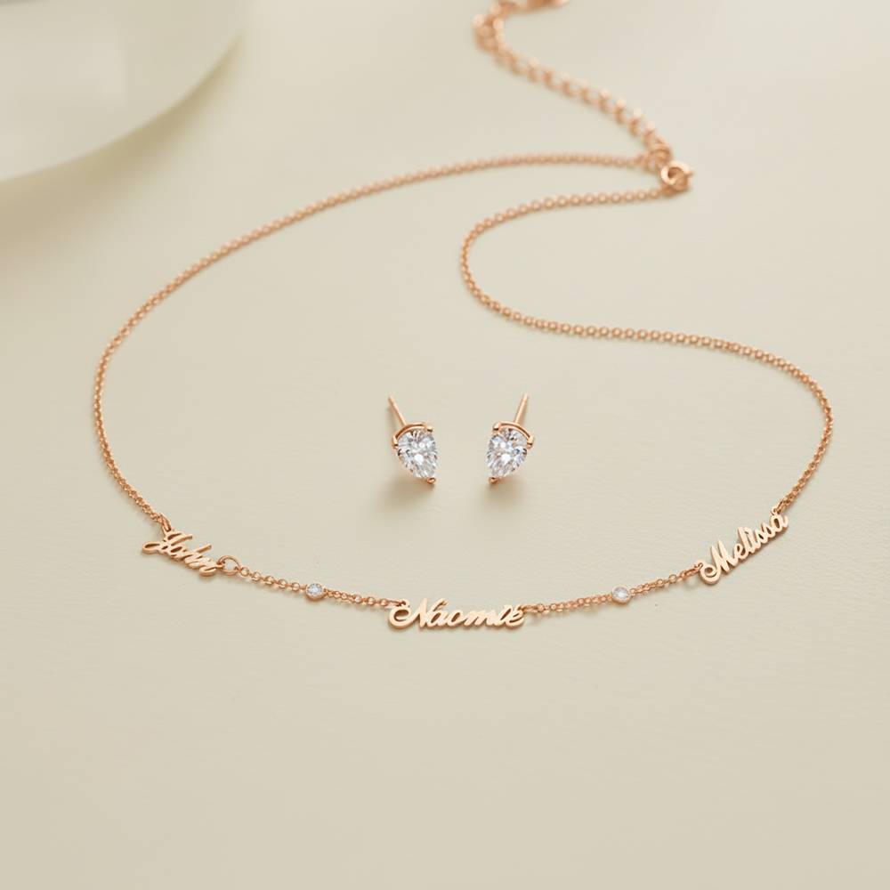 Last Minute Pack "Heritage Multiple Name Necklace in Rose Gold Plating with Diamonds"-4 product photo