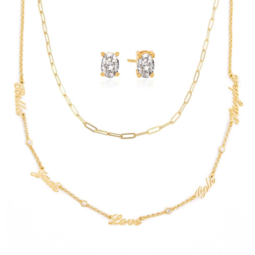 Last Minute Pack "Heritage Multiple Name Necklace in Gold Vermeil with Diamonds"-5 product photo