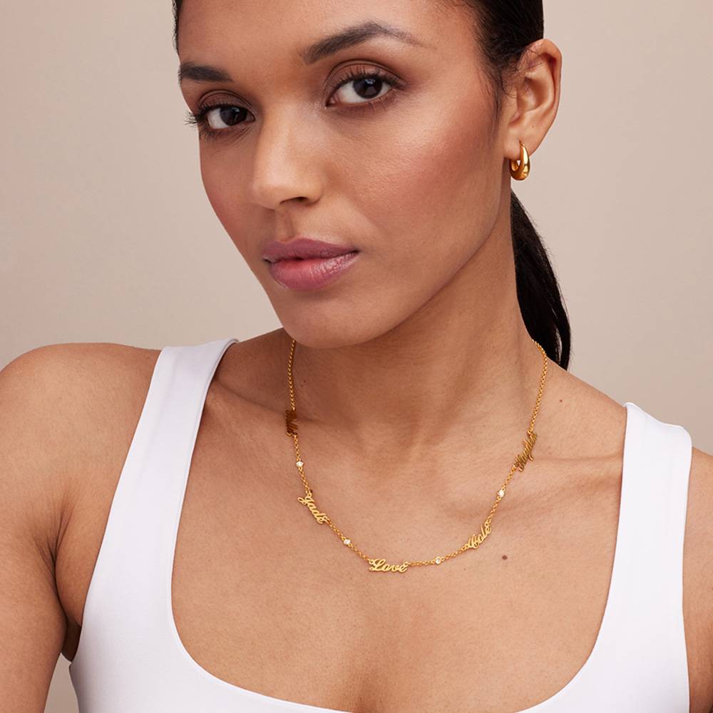 Last Minute Pack "Heritage Multiple Name Necklace in Gold Vermeil with Diamonds"-1 product photo