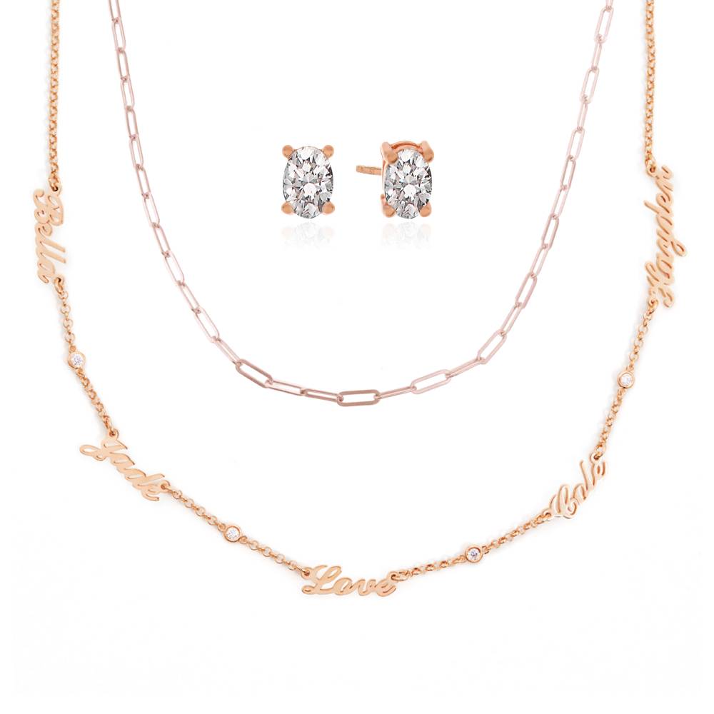 Last Minute Pack "Heritage Multiple Name Necklace in Rose Gold Vermeil with Diamonds"-2 product photo