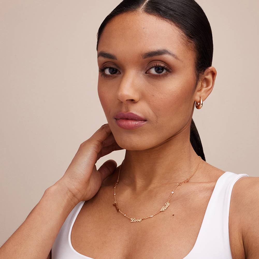 Last Minute Pack "Heritage Multiple Name Necklace in Rose Gold Vermeil with Diamonds"-4 product photo