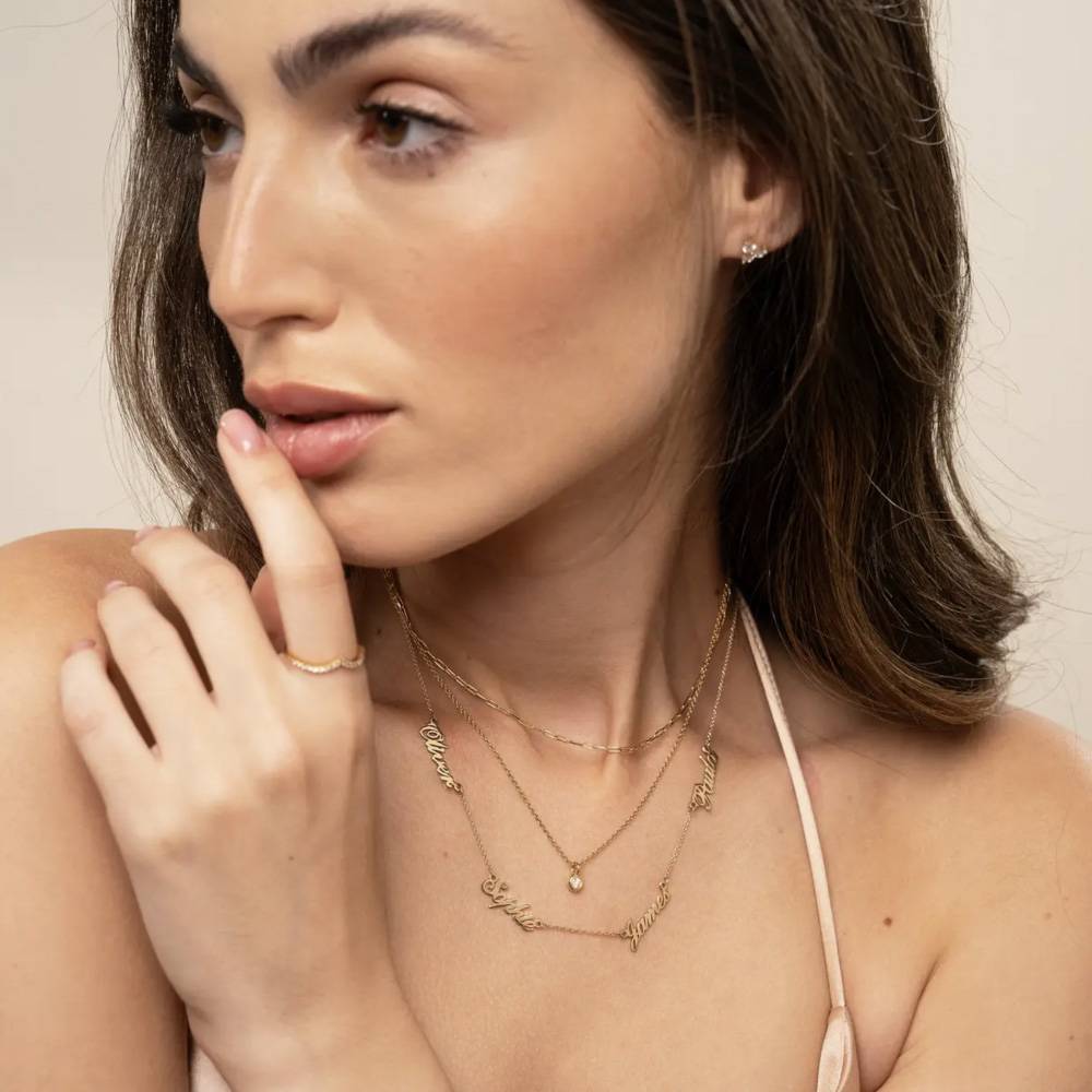 Last Minute Pack "Heritage Multiple Name Necklace in 14K Solid Yellow Gold"-2 product photo