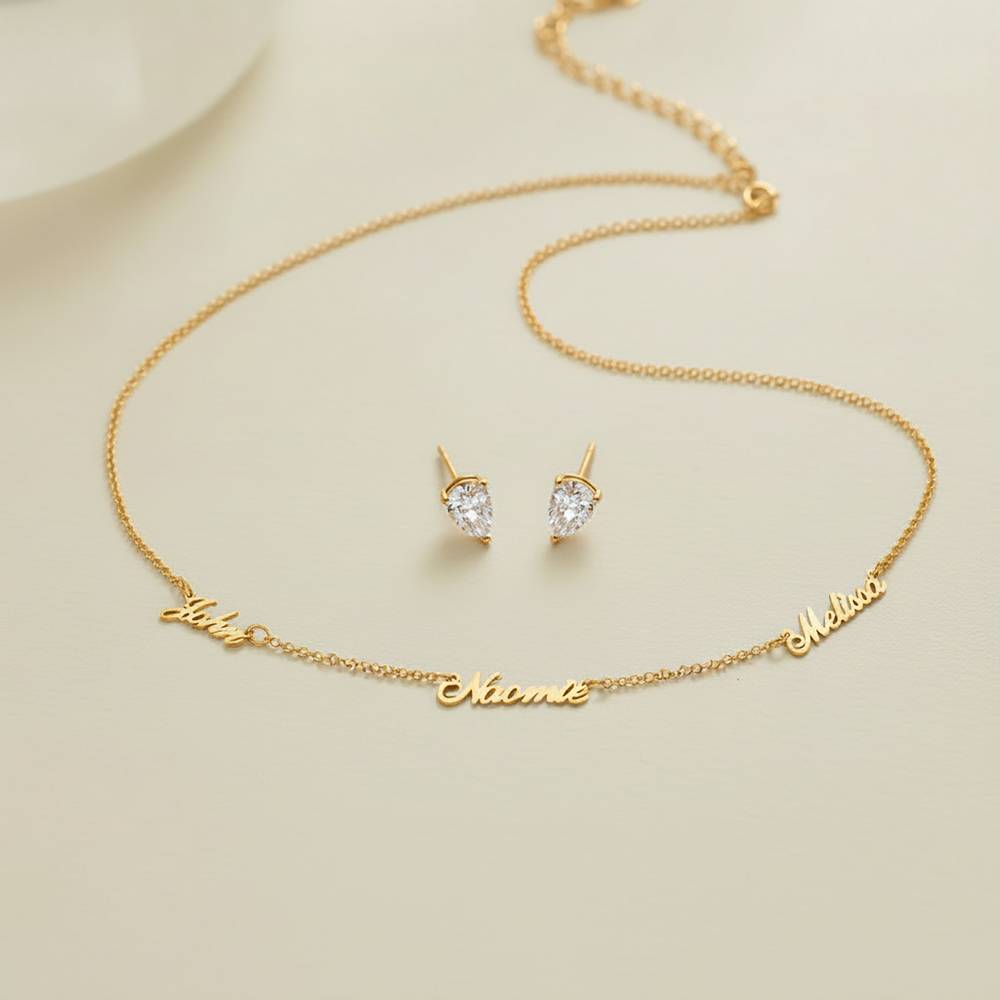 Last Minute Pack "Heritage Multiple Name Necklace in 14K Solid Yellow Gold"-4 product photo