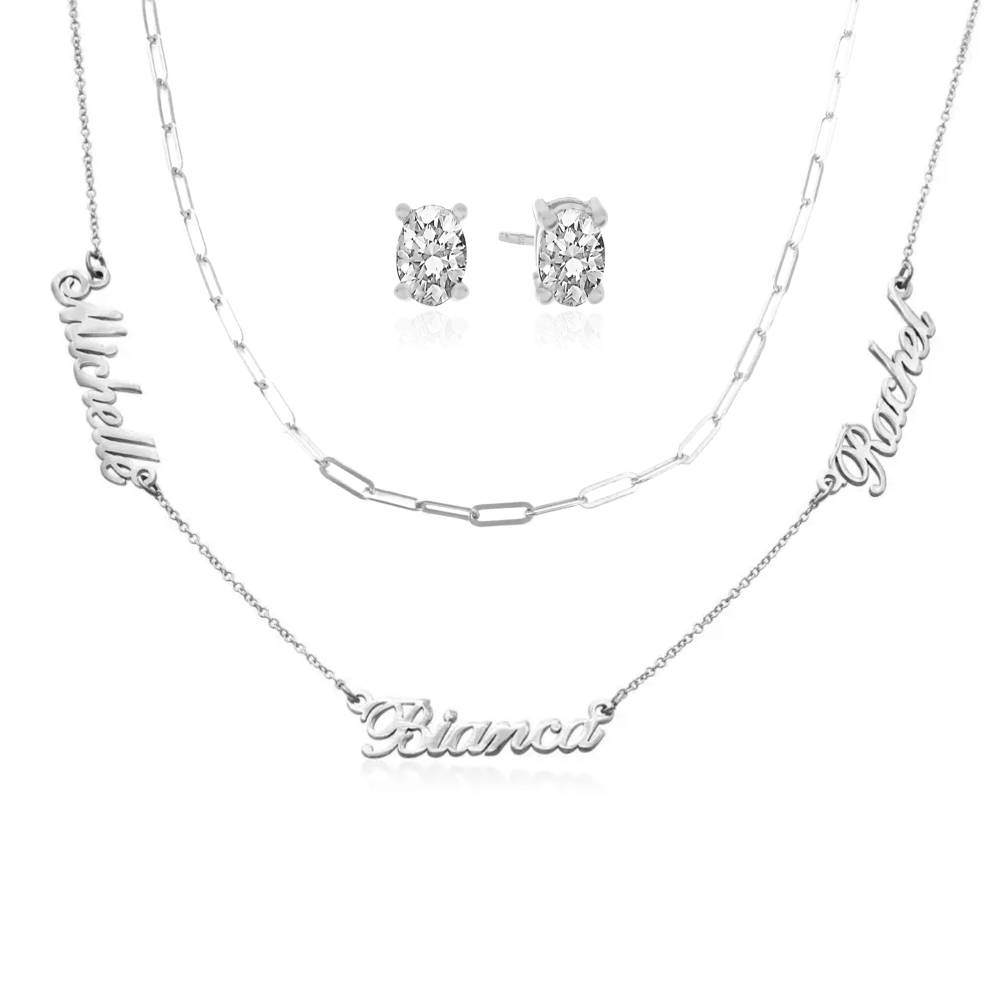 Last Minute Pack "Heritage Multiple Name Necklace in 14K Solid White Gold"-2 product photo