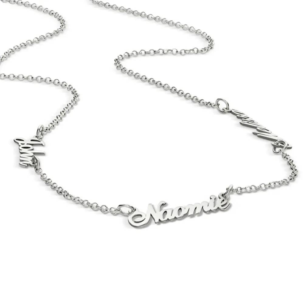 Last Minute Pack "Heritage Multiple Name Necklace in 14K Solid White Gold"-4 product photo