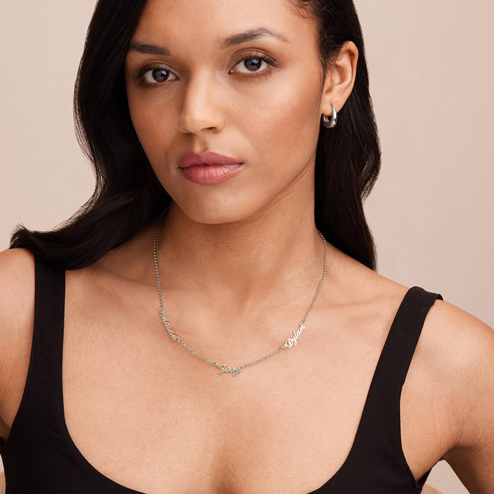 Last Minute Pack "Heritage Multiple Name Necklace in 14K Solid White Gold"-3 product photo
