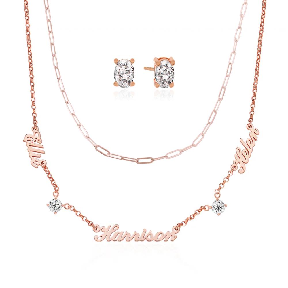 Last Minute Pack "Heritage Multiple Name Necklace in Rose Gold Plating with 0.30CT Diamonds"-3 product photo