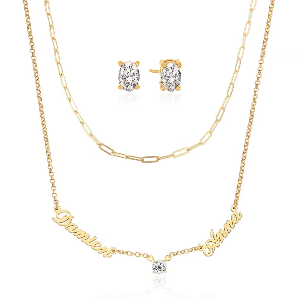 Last Minute Pack "Heritage Multiple Name Necklace in Gold Vermeil with 0.30CT Diamonds"-3 product photo