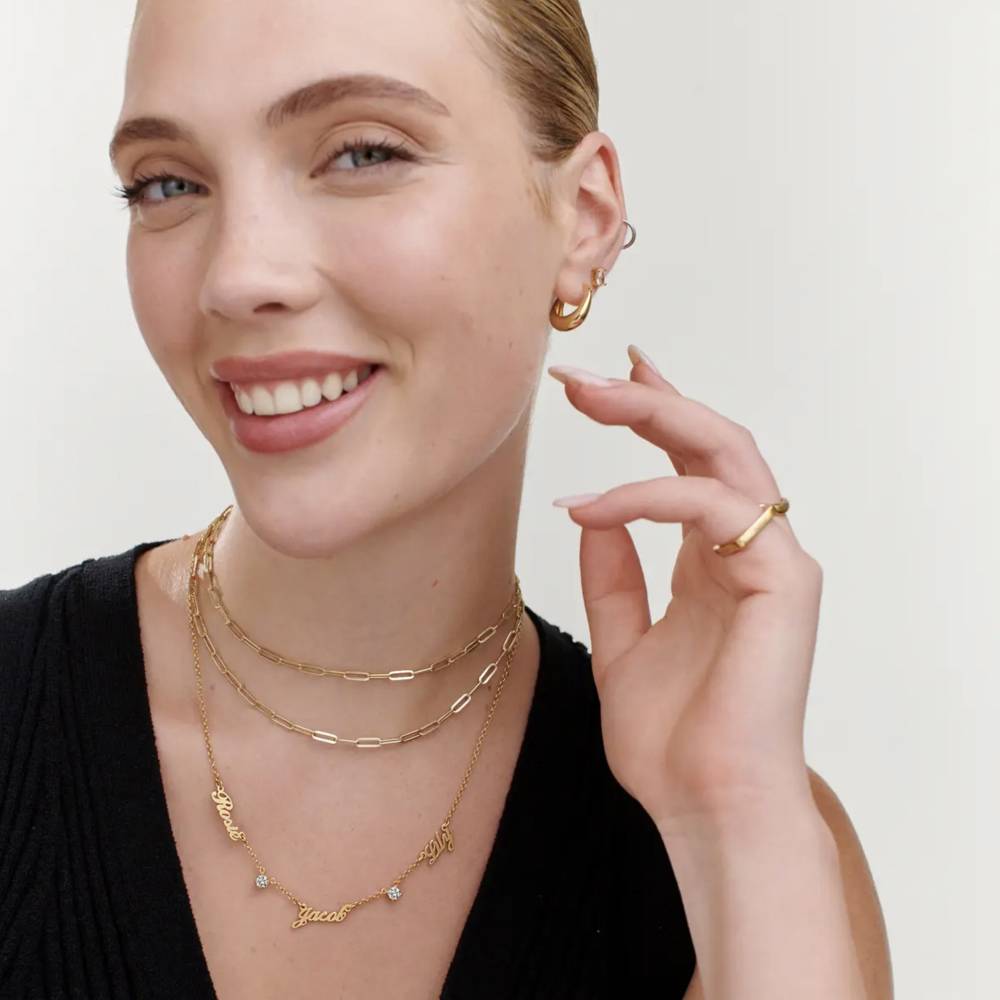 Last Minute Pack "Heritage Multiple Name Necklace in Gold Vermeil with 0.30CT Diamonds"-1 product photo