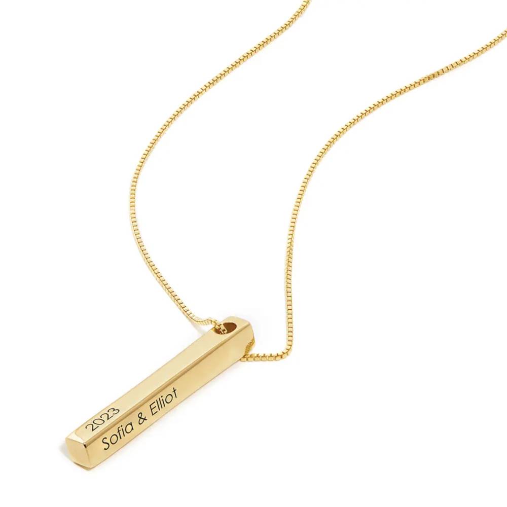 Last Minute Pack "Totem 3D Bar Necklace in Gold Vermeil"-2 product photo