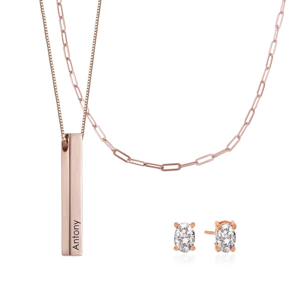 Last Minute Pack "Totem 3D Bar Necklace in Rose Gold Vermeil"-5 product photo