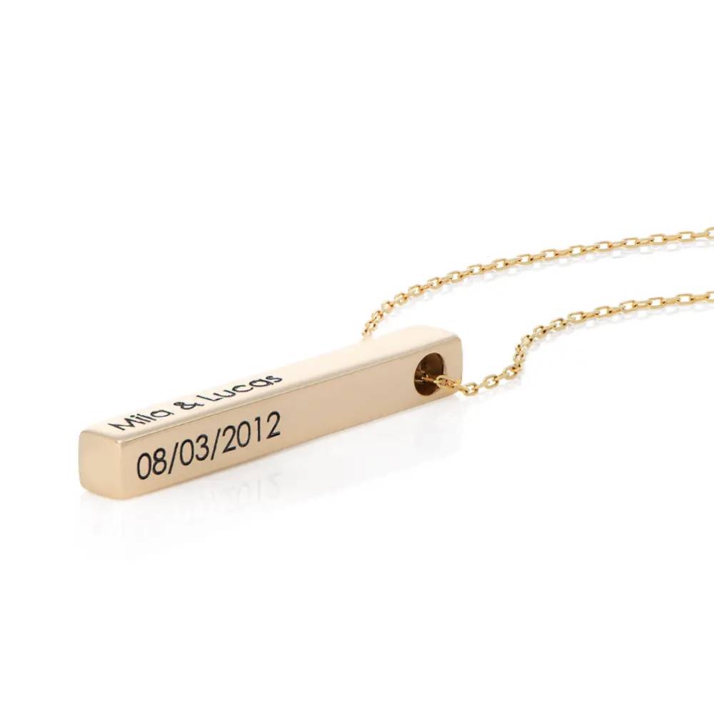 Last Minute Pack "Totem 3D Bar Necklace in 14K Solid Yellow Gold"-2 product photo