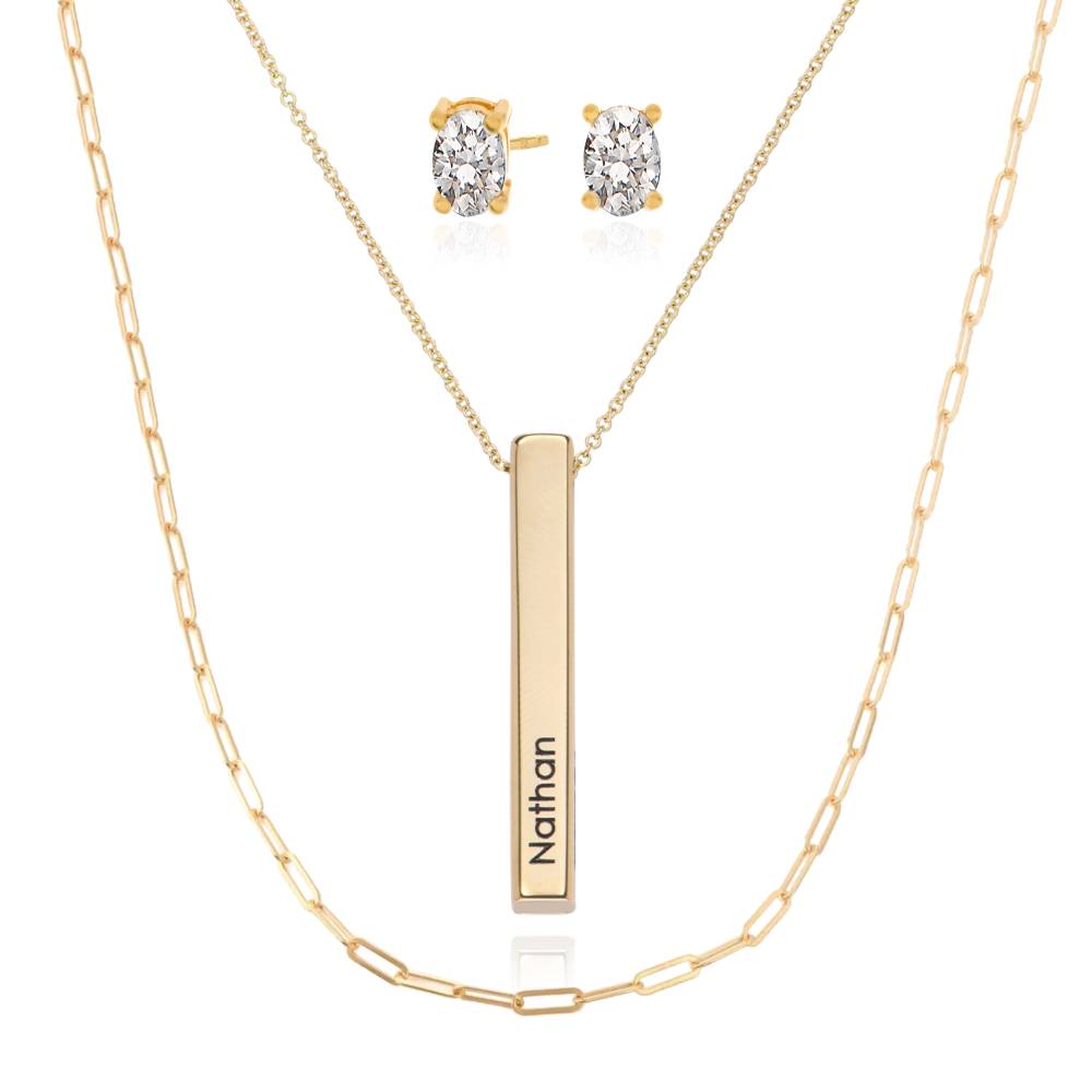 Last Minute Pack "Totem 3D Bar Necklace in 14K Solid Yellow Gold"-5 product photo