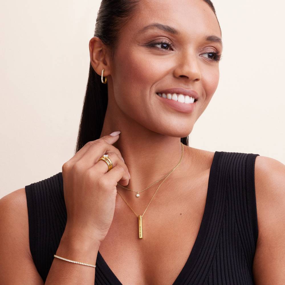 Last Minute Pack "Totem 3D Bar Necklace in 14K Solid Yellow Gold"-4 product photo