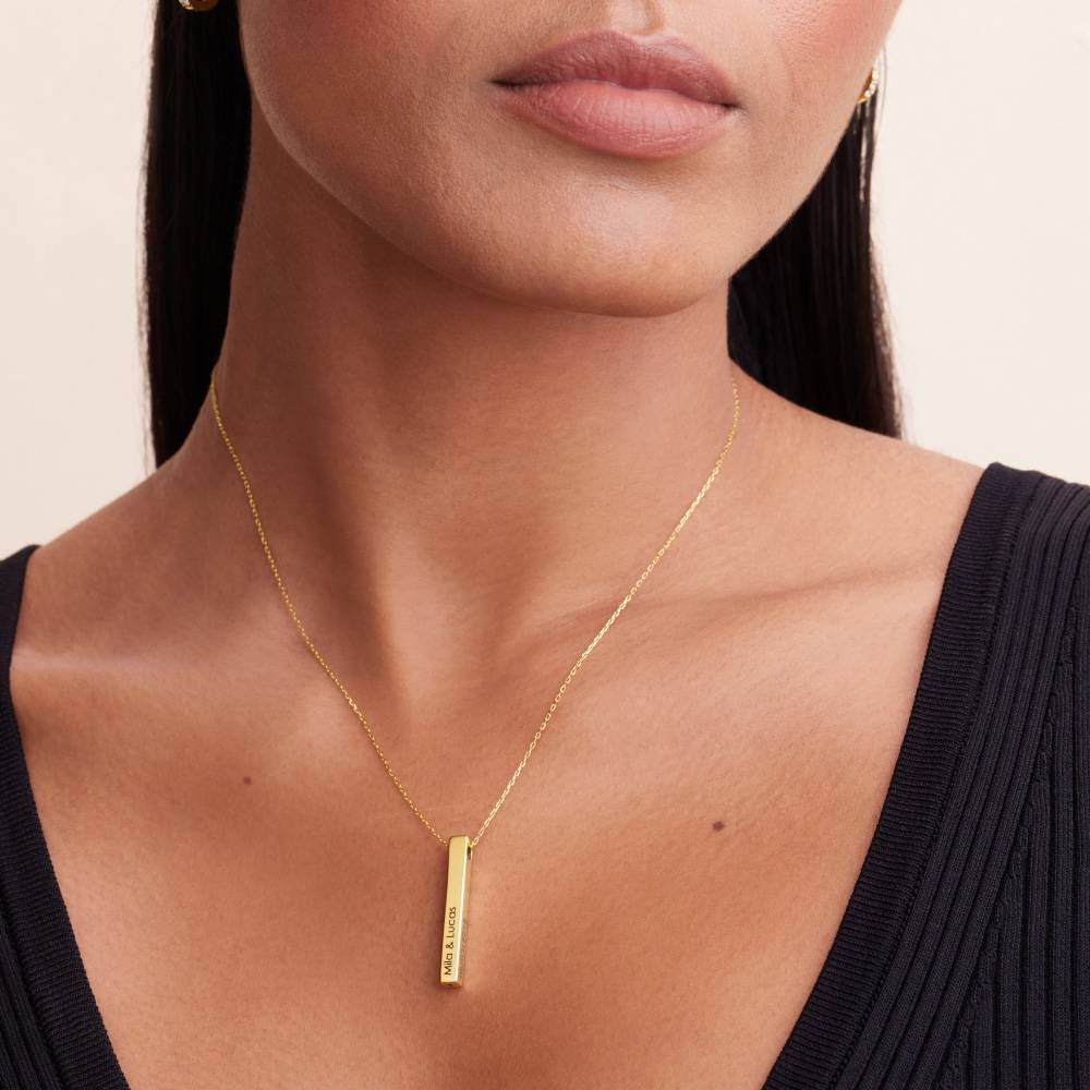 Last Minute Pack "Totem 3D Bar Necklace in 14K Solid Yellow Gold"-3 product photo