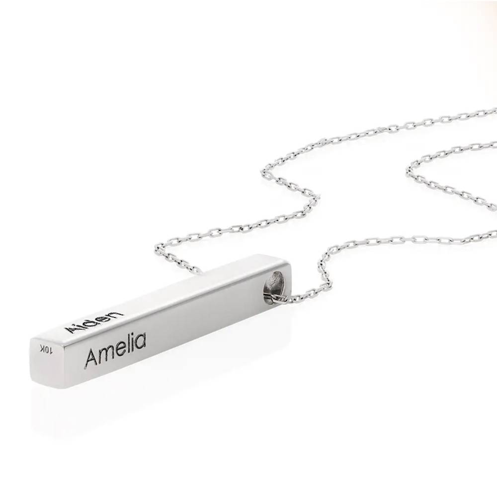 Last Minute Pack "Totem 3D Bar Necklace in 10K Solid White Gold"-2 product photo