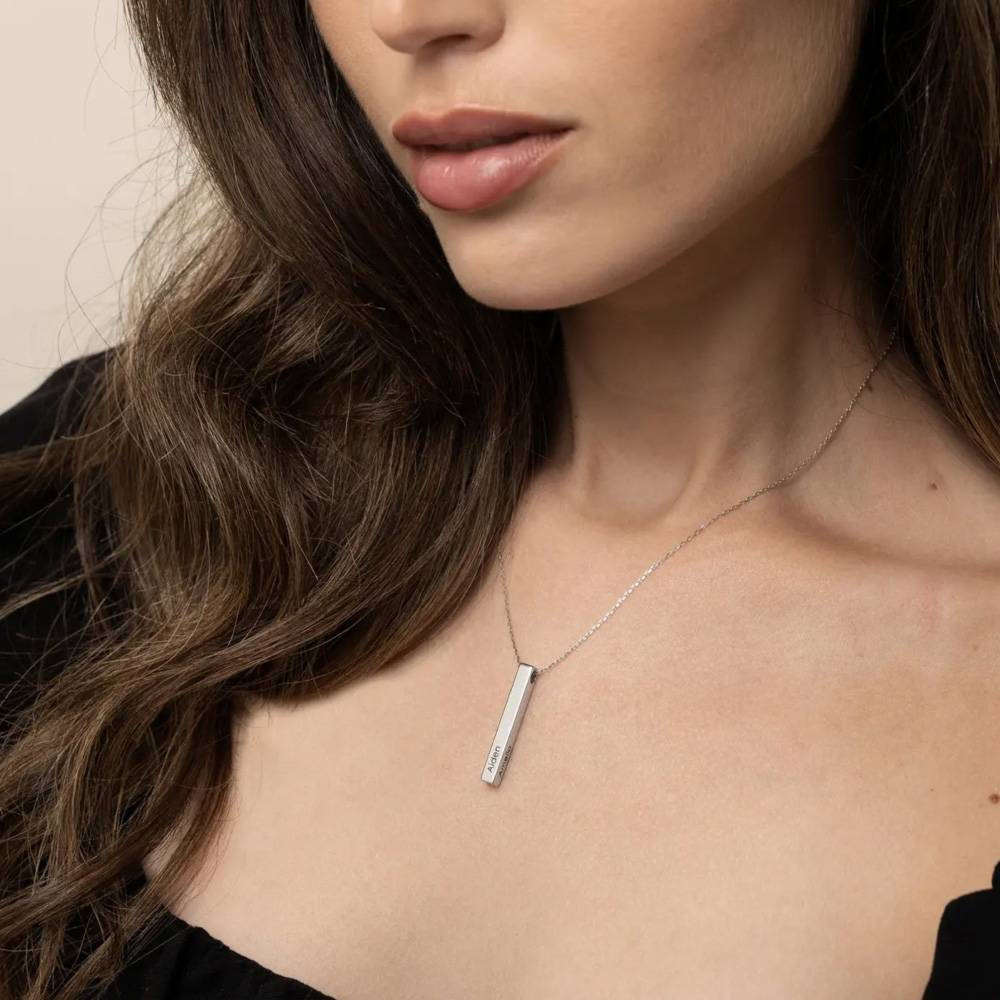 Last Minute Pack "Totem 3D Bar Necklace in 10K Solid White Gold"-3 Last Minute Pack "Totem 3D Bar Necklace in 10K Solid White Gold"-3 product photo