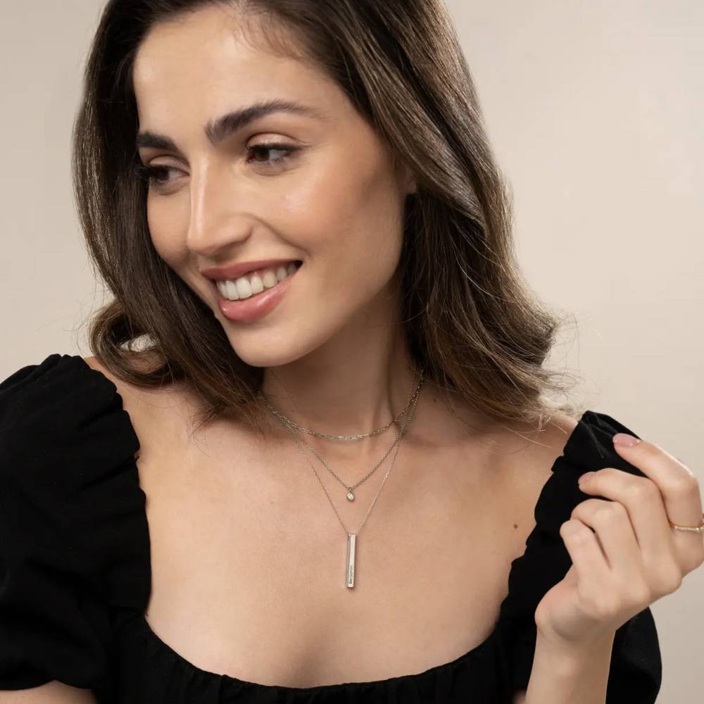Last Minute Pack "Totem 3D Bar Necklace in 10K Solid White Gold"-1 Last Minute Pack "Totem 3D Bar Necklace in 10K Solid White Gold"-1 product photo