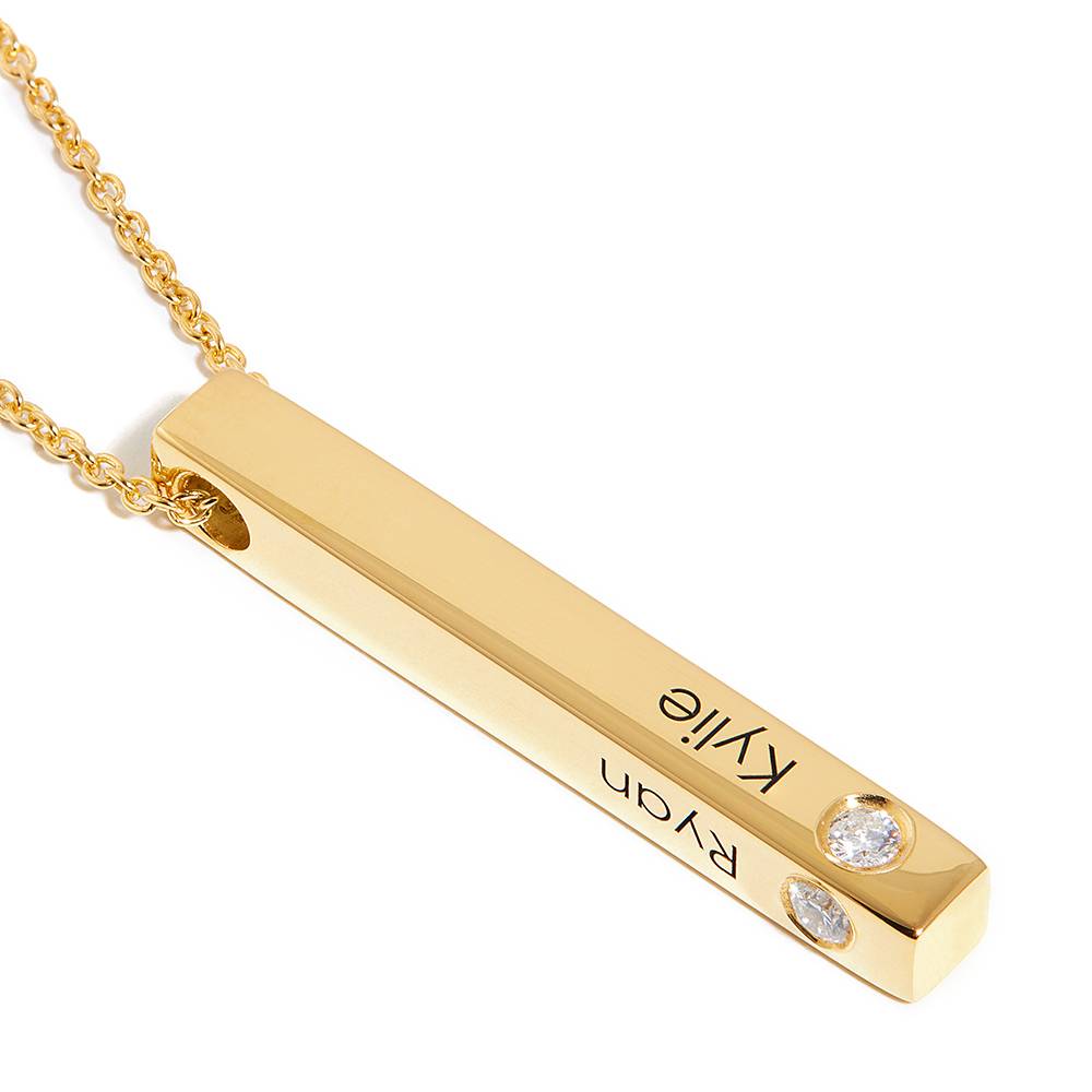 Last Minute Pack "Totem 3D Bar Necklace in Gold Plating with Diamonds"-1 product photo