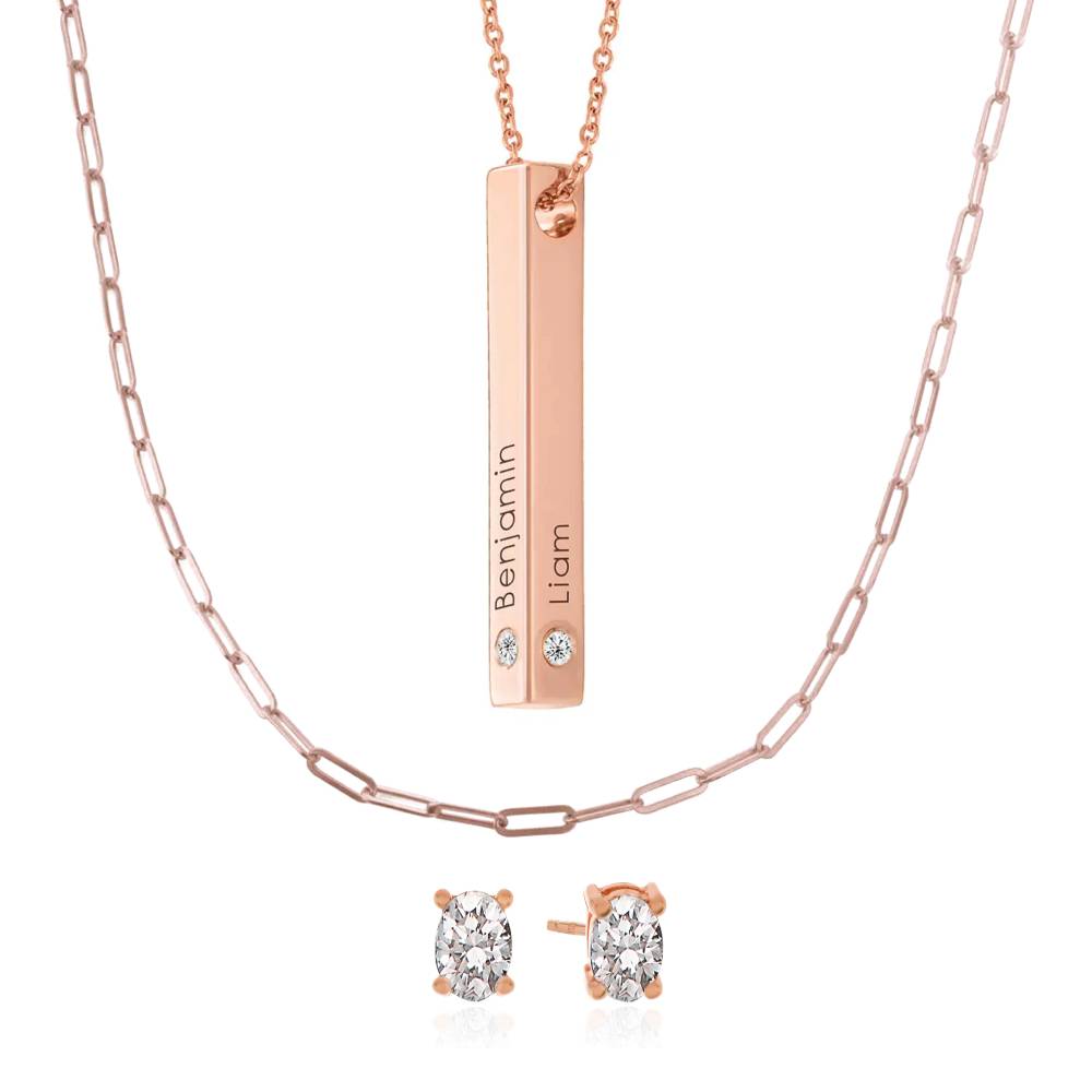 Last Minute Pack "Totem 3D Bar Necklace in Rose Gold Plating with Diamonds"-4 Last Minute Pack "Totem 3D Bar Necklace in Rose Gold Plating with Diamonds"-4 product photo