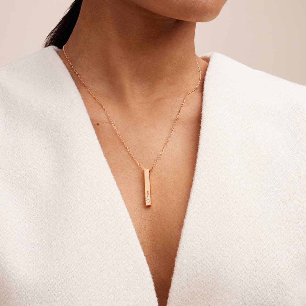Last Minute Pack "Totem 3D Bar Necklace in Rose Gold Plating with Diamonds"-1 Last Minute Pack "Totem 3D Bar Necklace in Rose Gold Plating with Diamonds"-1 product photo