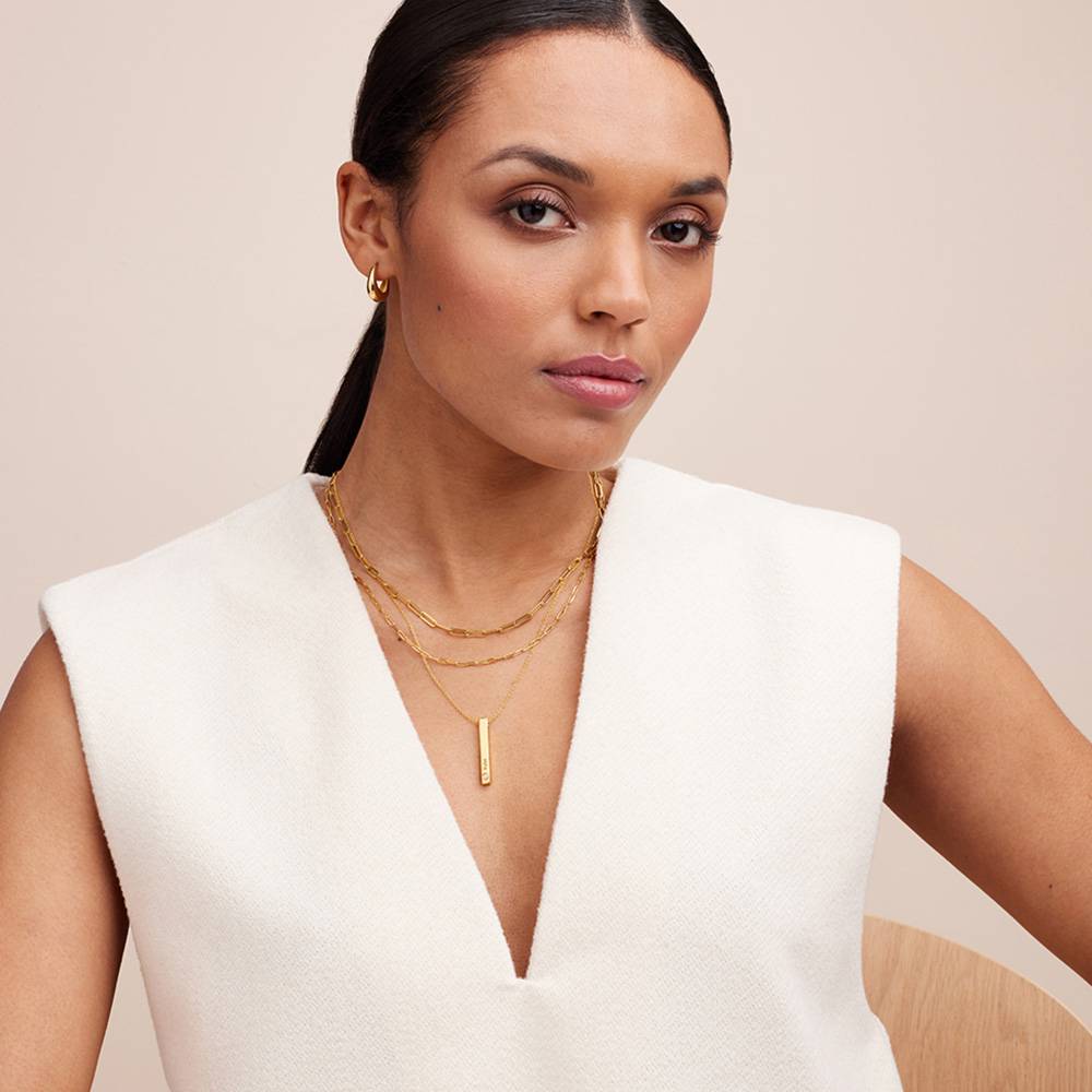 Last Minute Pack "Totem 3D Bar Necklace in Gold Vermeil with Diamonds"-3 product photo
