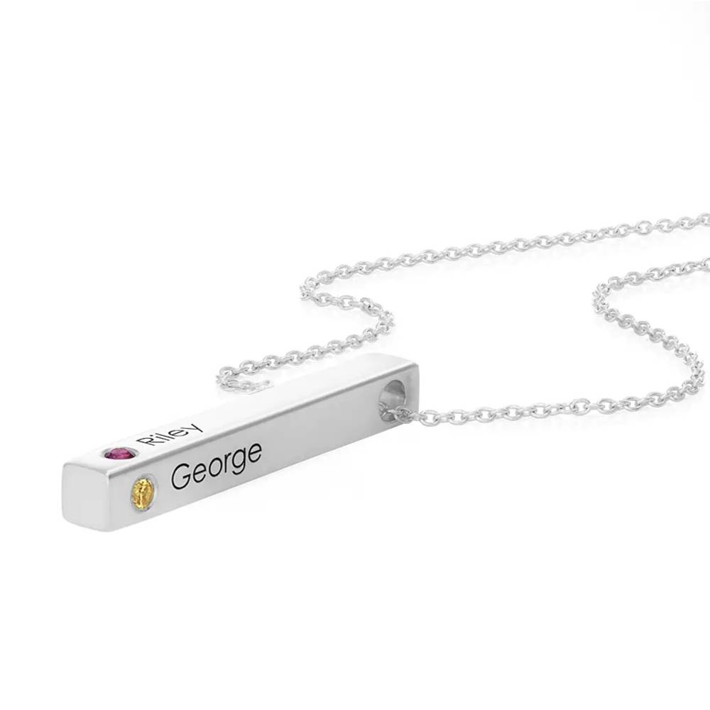 Last Minute Pack "Totem 3D Bar Necklace in Sterling Silver with Birthstones"-2 product photo