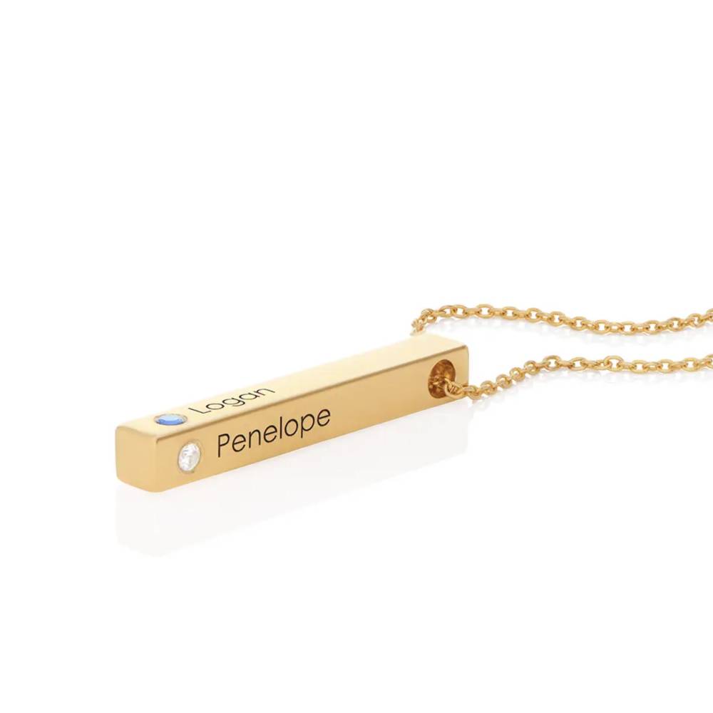 Last Minute Pack "Totem 3D Bar Necklace in Gold Plating with Birthstones"-3 product photo